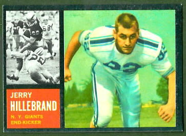 Jerry Hillebrand 1962 Topps football card