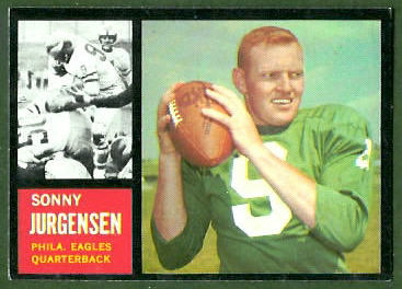 Sonny Jurgensen 1962 Topps football card Sonny Jurgensen 1962 Topps football card
