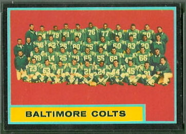 Baltimore Colts Team 1962 Topps football card