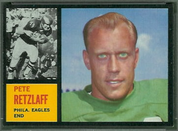 Pete Retzlaff 1962 Topps football card Pete Retzlaff 1962 Topps football card