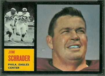 Jim Schrader 1962 Topps football card