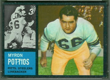 Myron Pottios 1962 Topps football card
