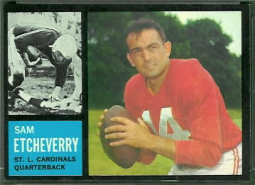 Sam Etcheverry 1962 Topps football card