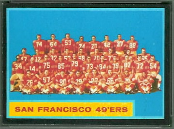 San Francisco 49ers Team 1962 Topps football card