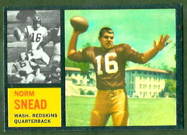 Norm Snead 1962 Topps football card