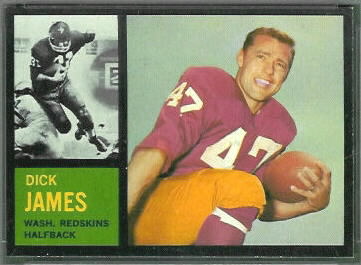 Dick James 1962 Topps football card Dick James 1962 Topps football card