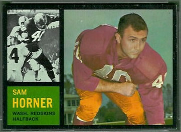 Sam Horner 1962 Topps football card