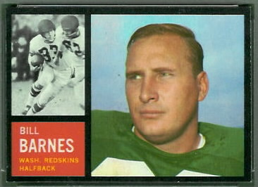 Bill Barnes 1962 Topps football card