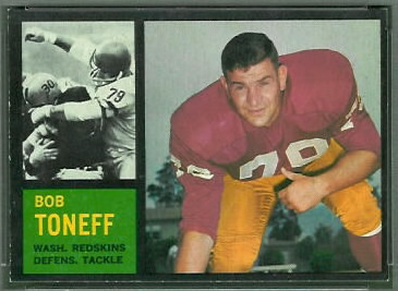 Bob Toneff 1962 Topps football card