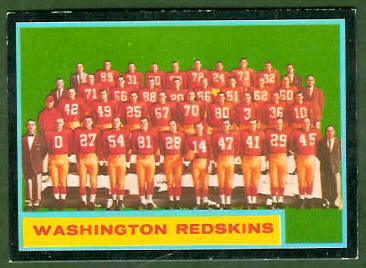 Washington Redskins Team 1962 Topps football card