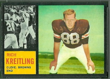 Rich Kreitling 1962 Topps football card Rich Kreitling 1962 Topps football card