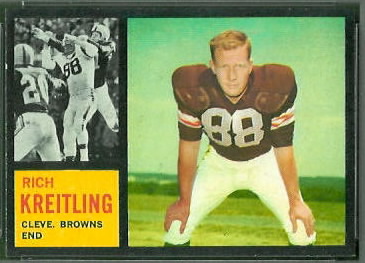 Rich Kreitling 1962 Topps football card