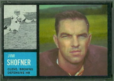 Jim Shofner 1962 Topps football card