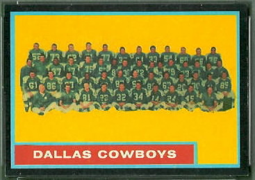 Dallas Cowboys Team 1962 Topps football card