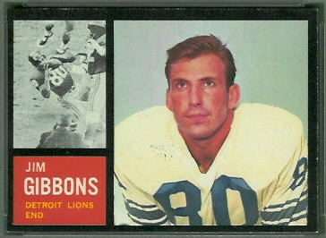 Jim Gibbons 1962 Topps football card