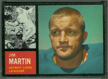 Jim Martin 1962 Topps football card