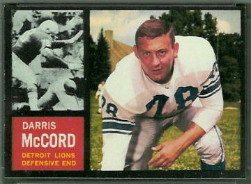 Darris McCord 1962 Topps football card