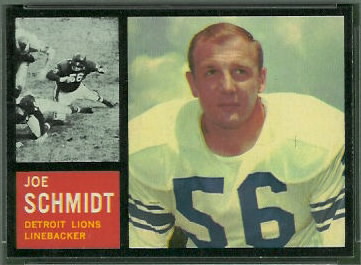 Joe Schmidt 1962 Topps football card Joe Schmidt 1962 Topps football card