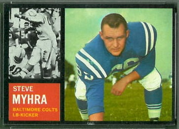 Steve Myhra 1962 Topps football card