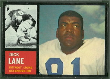 Dick Lane 1962 Topps football card Dick Lane 1962 Topps football card