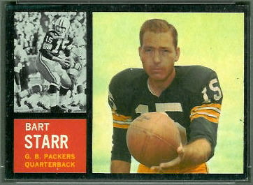 Bart Starr 1962 Topps football card