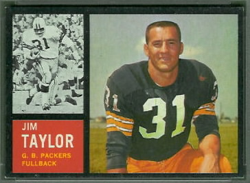 Jim Taylor 1962 Topps football card