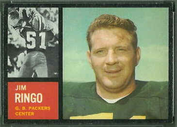 Jim Ringo 1962 Topps football card Jim Ringo 1962 Topps football card