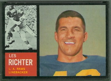 Les Richter 1962 Topps football card