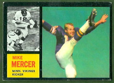 Mike Mercer 1962 Topps football card