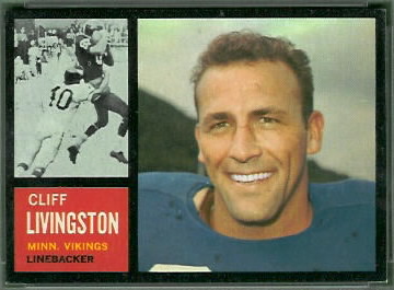 Cliff Livingston 1962 Topps football card