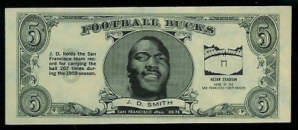 J.D. Smith 1962 Topps Bucks football card