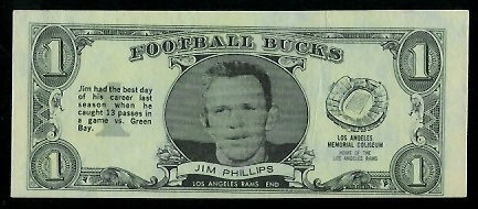 Jim Phillips 1962 Topps Bucks football card