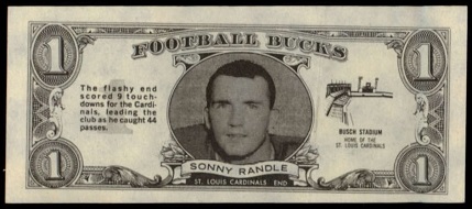 Sonny Randle 1962 Topps Bucks football card