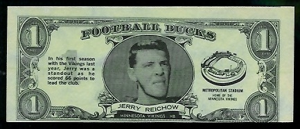 Jerry Reichow 1962 Topps Bucks football card