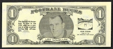 Leo Nomellini 1962 Topps Bucks football card