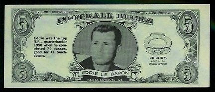 Eddie LeBaron 1962 Topps Bucks football card