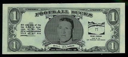 Bill Kilmer 1962 Topps Bucks football card