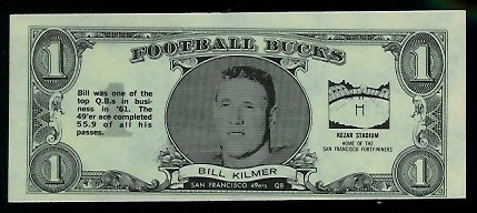 Bill Kilmer 1962 Topps Bucks football card Bill Kilmer 1962 Topps Bucks football card