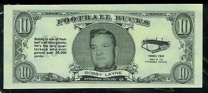 Bobby Layne 1962 Topps Bucks football card