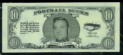 Bobby Layne 1962 Topps Bucks football card Bobby Layne 1962 Topps Bucks football card