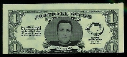 Lou Groza 1962 Topps Bucks football card