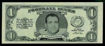 Frank Varrichione 1962 Topps Bucks football card