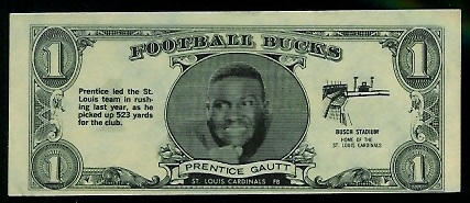 Prentice Gautt 1962 Topps Bucks football card