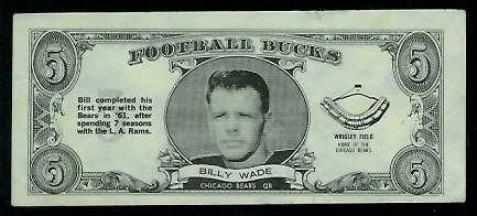 Bill Wade 1962 Topps Bucks football card