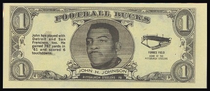 John Henry Johnson 1962 Topps Bucks football card John Henry Johnson 1962 Topps Bucks football card