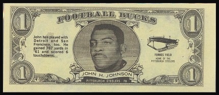 John Henry Johnson 1962 Topps Bucks football card