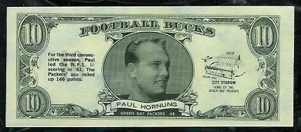 Paul Hornung 1962 Topps Bucks football card Paul Hornung 1962 Topps Bucks football card