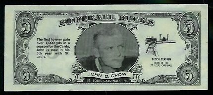 John David Crow 1962 Topps Bucks football card
