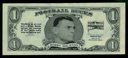 Bobby Walston 1962 Topps Bucks football card Bobby Walston 1962 Topps Bucks football card