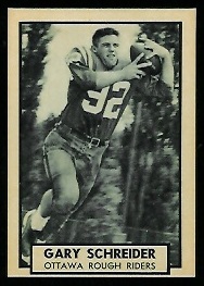 Gary Schreider 1962 Topps CFL football card